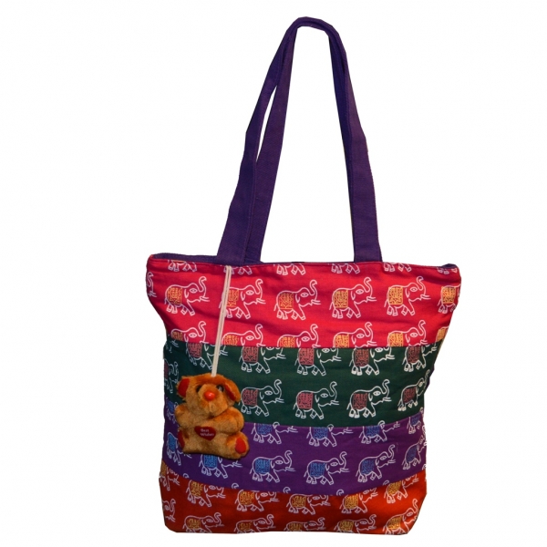 flevado Schultertasche Damen/ Kinder Umhängetasche mit Bärchen Elefanten Druck bunt